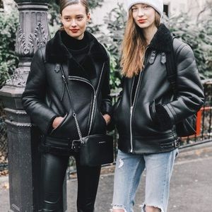 Zara faux shearling Moto jacket size small.